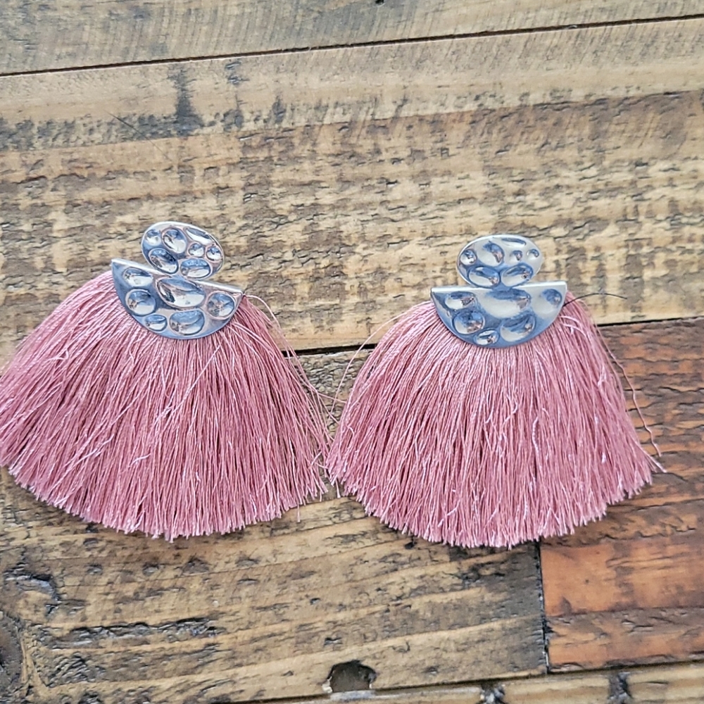 Pink Fringe Earrings